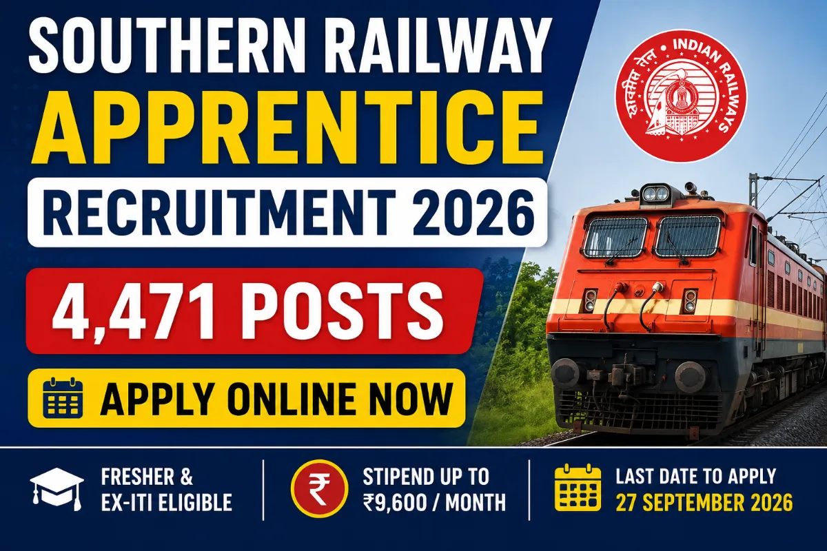 Southern Railway Apprentice Recruitment 2026 4,471 posts apply online